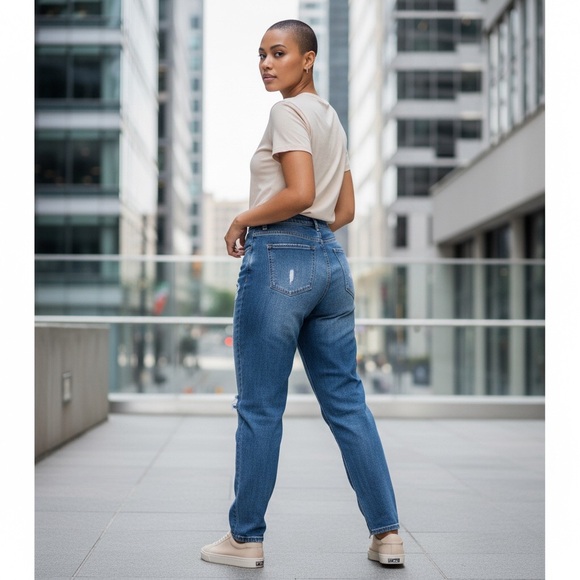 Soft Surroundings Ultimate Denim Straight Leg Jeans blue with fading Size 12 - Picture 5 of 13